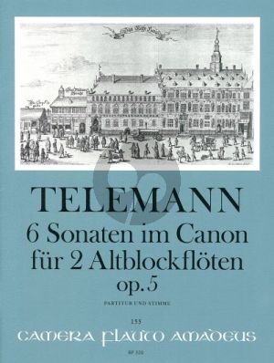 Telemann 6 Sonaten im Canon Op.5 TWV 40:118-123 2 Altblockflöten (Part./Stimmen) (Winfried Michel)