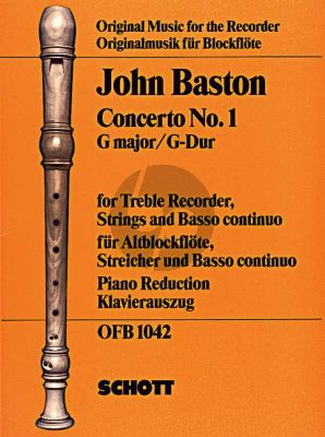 Baston Concerto No.1 G-major Treble Rec.-Strings-Bc) (piano red.)