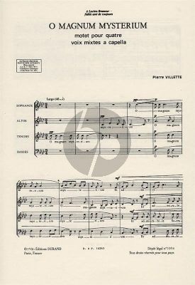 Villette O Magnum Mysterium SATB