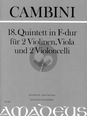 Cambini Quintet No.18 F-major 2 Vi.-Va.- 2 Vc. (Score/Parts) (Bernhard Pauler)