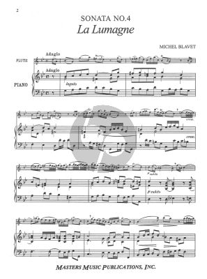 Blavet 6 Sonatas Opus 2 Vol.2 Flute and Piano (Louis Fleury)