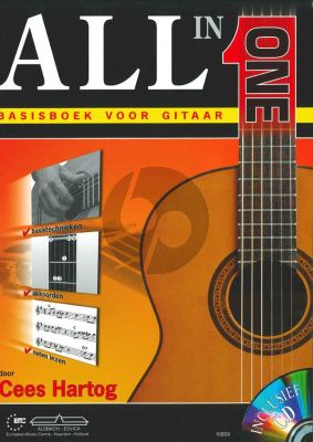 Hartog All In One Basisboek voor Gitaar (Bk-Cd) (Basistechnieken - Akkoorden - Noten lezen)