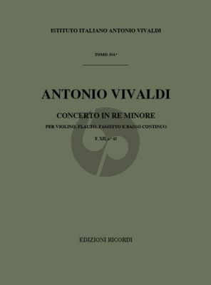 Vivaldi Concerto d-minor RV 96 F.XII n.42 Violin-Flute-Bassoon-Bc (Score)