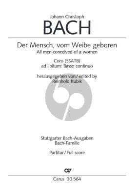 Bach Mensch vom Weibe geboren fur SSATB mit Basso Continuo ad lib. (Stuttgarter Bach-Ausgaben)
