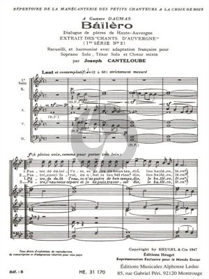 Canteloube Baileiro Soprano-Tenor Solo-SATB