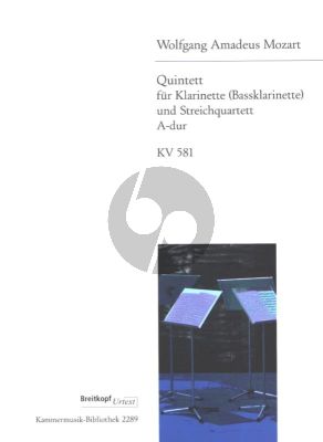 Mozart Quintett A-dur KV 581 (Stadler-Quintett) Klarinette in A- 2 Vi.-Va.-Vc. Partitur und Stimmen (Herausgeber Werner Breig) (Breitkopf)