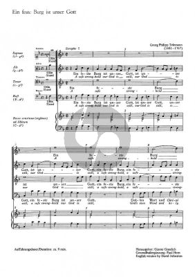 Telemann Ein Feste Burg ist unser Gott TWV 8:7 SATB-Bc ad lib. (Günter Graulich)