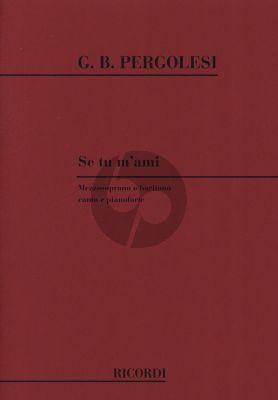 Pergolesi Se Tu M'ami Mezzo Soprano [Bariton] and Piano