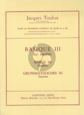 Toulon Basique Vol. 3 Les Tonalites pour Trombone