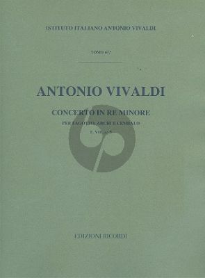 Vivaldi Concerto d-minor RV481 F.VIII n.5 Bassoon-Strings and Bc (Score)