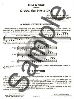 Hauchard Etude Methodique des Positions Vol.1 Violon (3rd Positions)