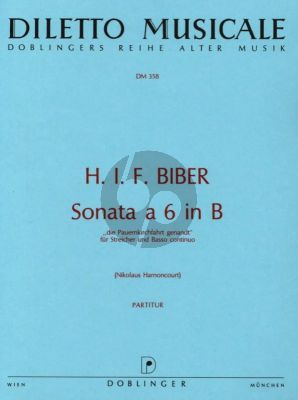 Biber Sonate a 6 B-dur 2 Violinen, 2 Violen, Violone und Bc (Partitur) (Nikolaus Harnoncourt)