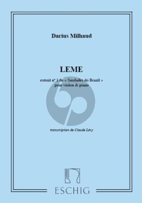 Milhaud Saudades do Brazil No.1 Leme Violon-Piano (Levy)