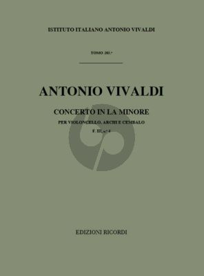 Vivaldi Concerto a-minor RV 422 F.III n.4 Violoncello-Strings-Bc (Score) (Gian Francesco Malipiero)