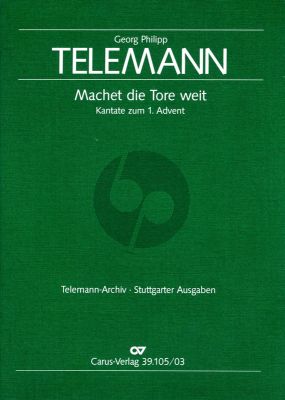 Telemann Machet die Tore weit TWV I:1074 (S[A]TB soli- SATB- 2 Ob.- 2 Vi.-Va.-Bc) (Vocal Score)