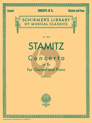 Stamitz Concerto E-flat Major Clarinet and Orchestra (piano reduction) (edited by Arthur H. Christmann)