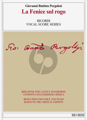 Pergolesi Le Fenice sul Rogo Vocal Score