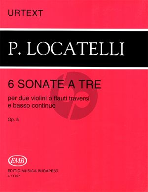 Locatelli 6 Sonate a Tre Op.5 for 2 Violins or 2 Flutes and Bc (edited by Janos Malina and Geza Klembala) (EMB-Urtext)