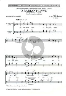 MacMillan O Radiant Dawn SATB a cappella (from "The Strathclyde Motets")