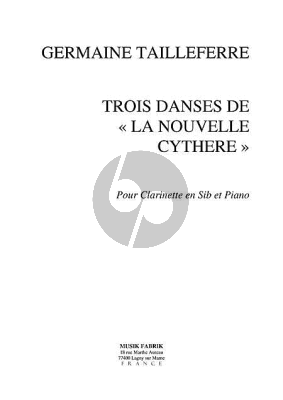 Tailleferre 3 Danses extrait de La Nouvelle Cythere Clarinette[Bb]-Piano