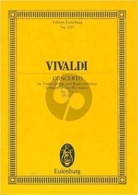 Vivaldi Concerto D-Dur Op. 7 No.11 Grosso Mogul RV 208 / PV 151 Violin-Strings-Bc Study Score