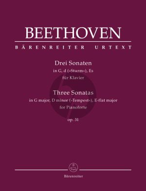 Beethoven 3 Sonatas Op.31 Piano solo (edited by Jonathan Del Mar) (Barenreiter-Urtext)