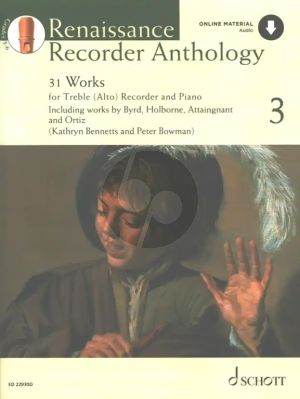 Album Renaissance Recorder Anthology Vol.3 - 31 Works for Treble (Alto) Recorder and Piano - Book with AUdio Online (edited by Peter Bowman and Kathryn Bennetts)