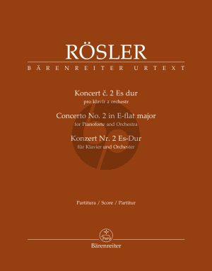 Rosler Concerto No.2 E-flat major for Pianoforte and Orchestra Score (edited by Elena Hönigová) (Barenreiter-Urtext)