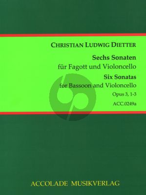 Dietter 6 Sonaten Op.3 Band 1 No.1-3 2 Fagotten (Part./Stimmen) (Jean-Christophe Dassonville)