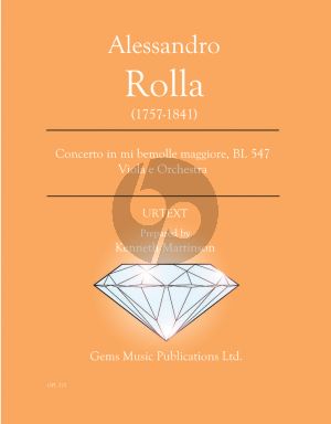 Rolla Concerto in mi bemolle maggiore BI. 547 Viola e Orchestra Score - Parts (Prepared and Edited by Kenneth Martinson) (Urtext)