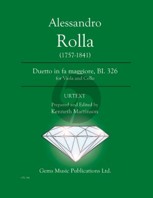 Rolla Duetto in fa maggiore BI. 326 for Viola - Cello (Prepared and Edited by Kenneth Martinson) (Urtext)