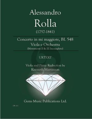 Rolla Concerto in mi maggiore BI. 548 Viola - Piano (movements II & III incompleto) (Prepared by Kenneth Martinson)