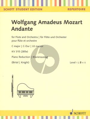 Mozart Andante C-Major for Flute and Piano KV 315 (285e) (Piano reduction with solo part)