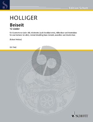 Holliger Beiseit Countertenor (oder Alt)-Klarinette-Akkordeon und Kontrabass (Partitur)