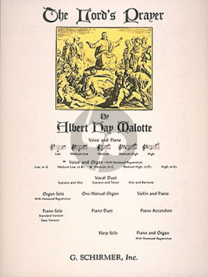 Malotte The Lord's Prayer Medium Voice (in C) with Organ