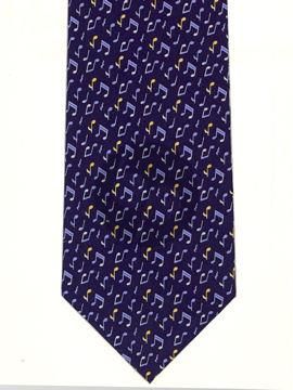 Zijde Stropdas Met Kleine Muzieknoten Navy Blauw met kleine Gele en Blauwe Muzieknoten (Silk Navy Tie Tiny Notes)