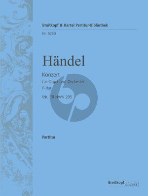 Handel Organ Concerto (No. 13) in F major HWV 295 Study Score (The Cuckoo and the Nightingale) (Ton Koopman)