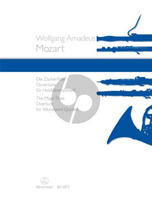 Mozart Die Zauberflote Ouverture for Flute, Oboe, Clarinet, Bassoon and Horn Set of Parts (Arranged by Joachim Linckelmann)