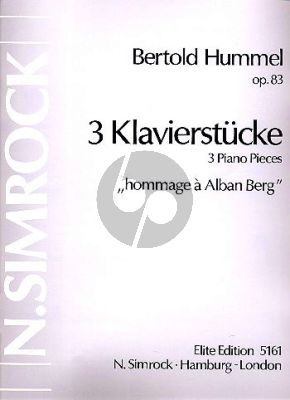 Hummel 3 Klavierstucke Op. 83 (Hommage à Alban Berg)