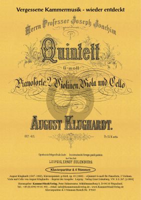 Klughardt Quintett g-moll Op. 43 Pianoforte, 2 Violinen, Viola und Cello (Part./Stimmen)