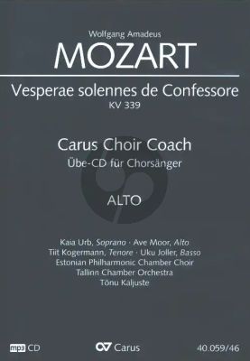 Mozart Vesperae Solennis de Confessore KV 339 Alt Chorstimme MP3-CD (Carus Choir Coach)