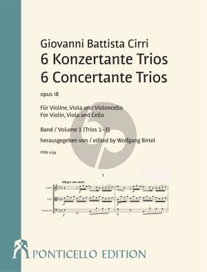 Cirri 6 Konzertante Trios Op.18 Band 1 (No. 1 - 3) Violine-Viola und Violoncello (Part./Stimmen) (Wolfgang Birtel)