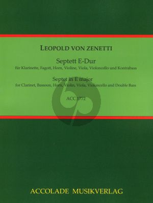 Zenetti Septett E-Dur Klarinette (A), Horn (E/F), Fagott, Violine, Viola, Violoncello, Kontrabass (Part./Stimmen)