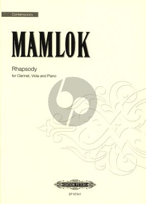 Mamlok Rhapsody (1989) for Clarinet in Bb, Viola and Piano Score and Parts