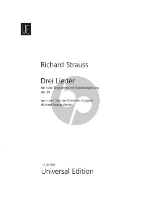 Richard Strauss 3 Lieder Op.29 / TrV 172 for High Voice and Piano