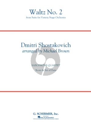 Shostakovich Waltz No. 2 (from Suite for Variety Stage Orchestra) 4 Saxophones (AATB) (Score/Parts) (transcr. Michael Brown)