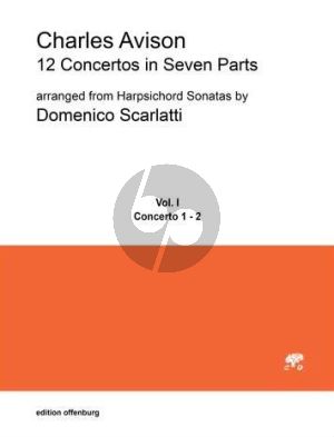 Avison 12 Concertos in 7 Parts Vol.1 No.1-2 for 4 violins, viola, cello and Bc Score