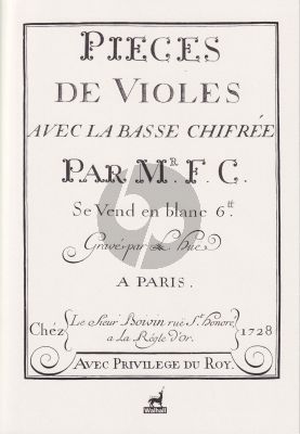 Couperin Pièces de violes avec la basse chiffrée für Viola da Gamba & B.C. (Faksimile)