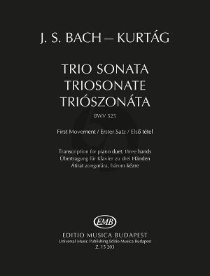 Bach Trio Sonata BWV 525, First movement Transcription for Piano Duet (Three Hands) (Transcribed by György Kurtág)