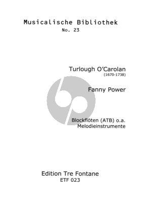 O'Carolan Fanny Power for 3 Recorders Alto, Tenor [Violine] and Bass [Violoncello] Score and Parts